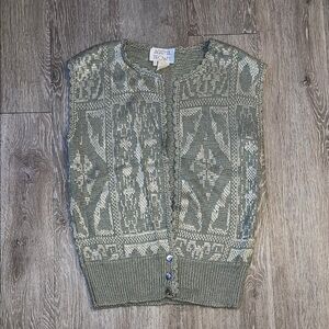 Agatha brown size small Green Patterned Women's Sweater Vest mohair blend